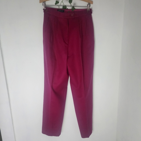 Vintage Jebb Levy Fuchsia Pink 100% Wool Trouser Pants - Picture 1 of 10